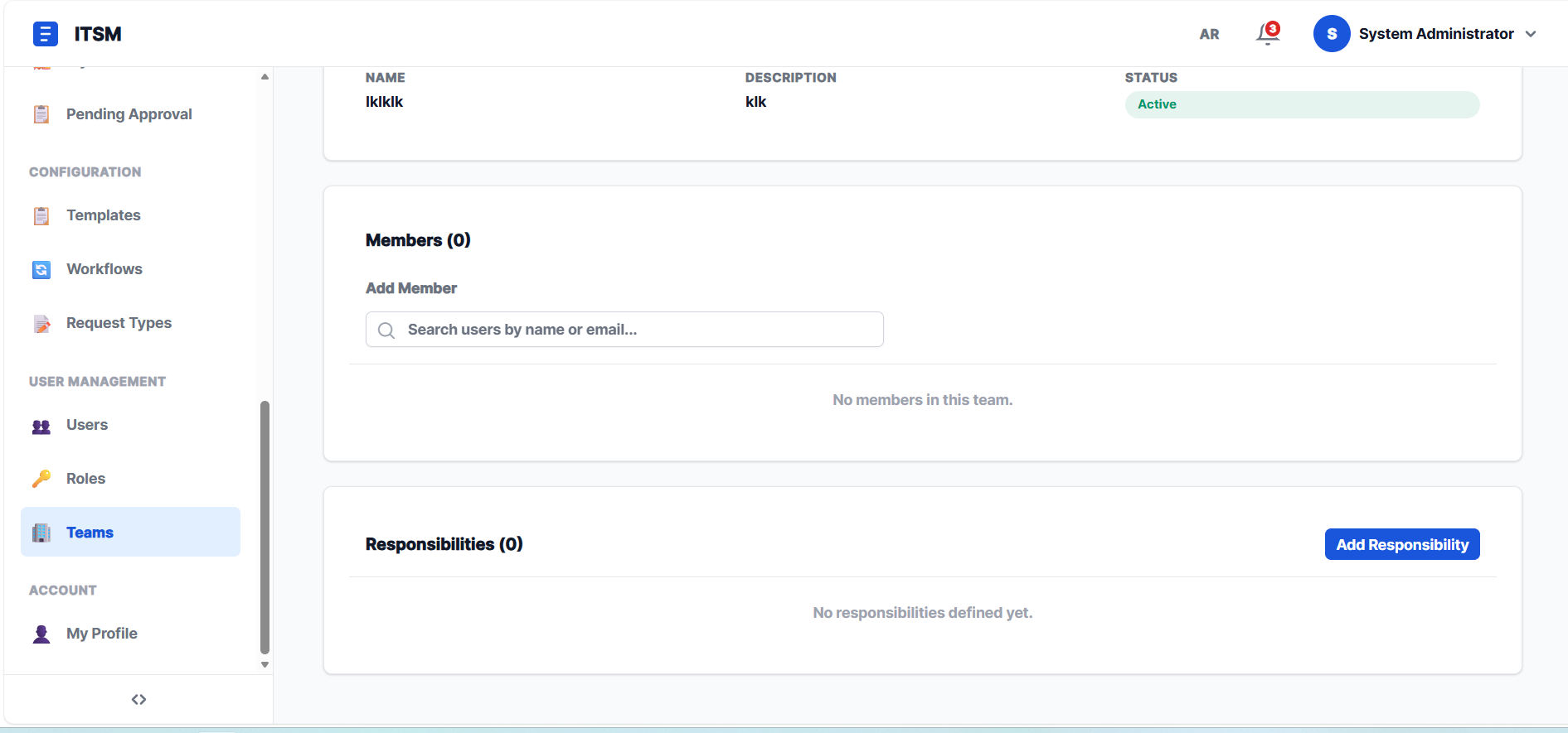 ITSM Team Management — roles and responsibilities